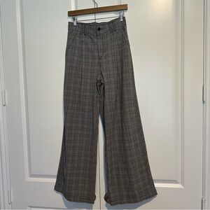 American Eagle Wide Leg Trouser in Black Plaid Size 2 Regular office pant